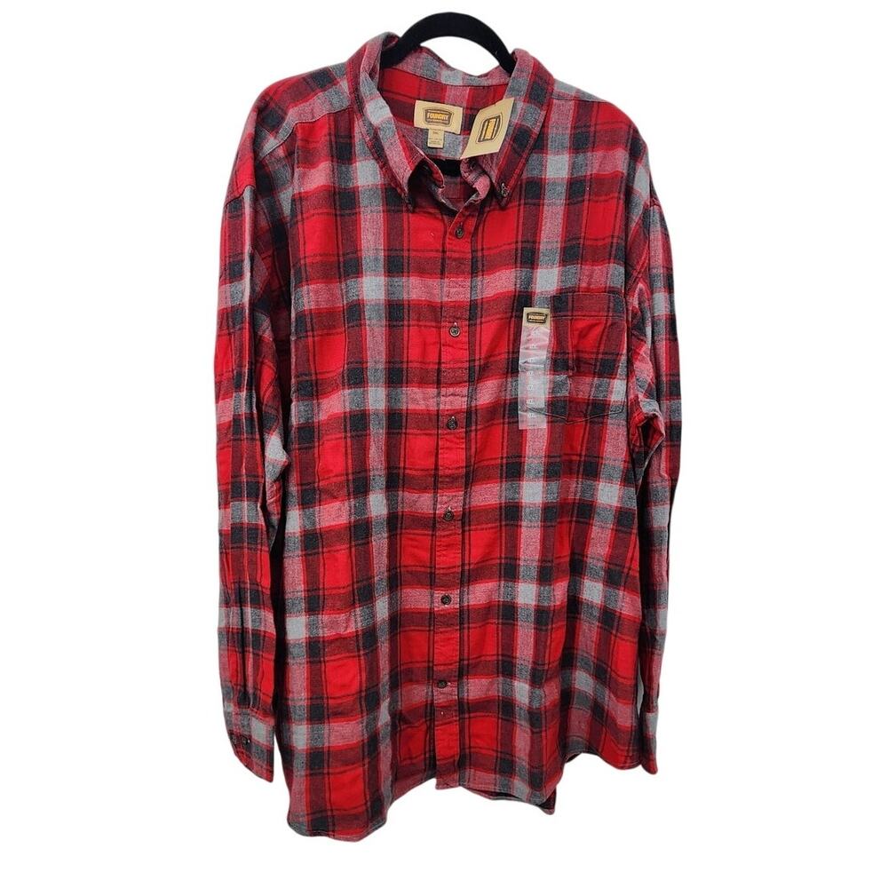 New NWT Foundry Long Sleeve Flannel Size‎ 3XL Red Grey